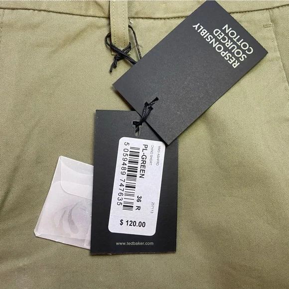 Ted Baker London Ashfrd Chino Shorts Sz 36 Pale Green Preppy Golf - Picture 4 of 9